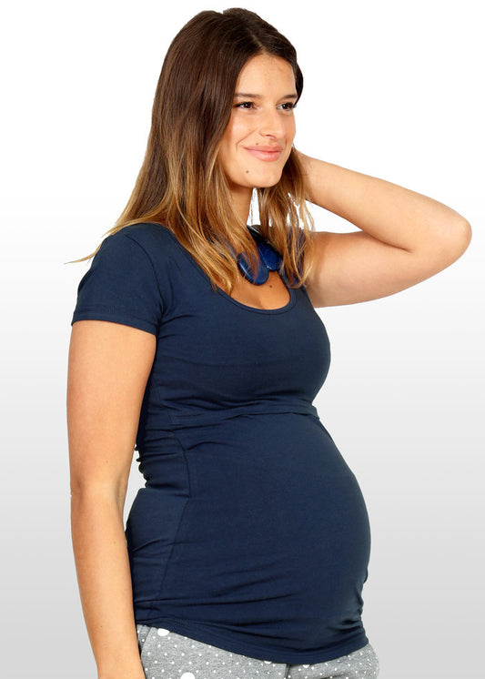 Navy Blue Maternity & Nursing Shirt