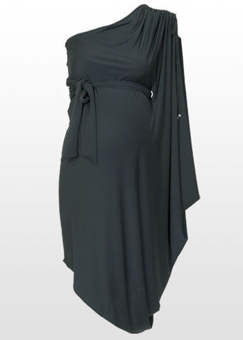 Charcoal One-Shoulder Maternity Dress