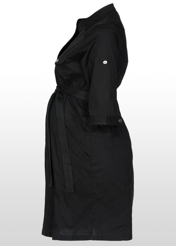 Black Maternity Shirt-Dress