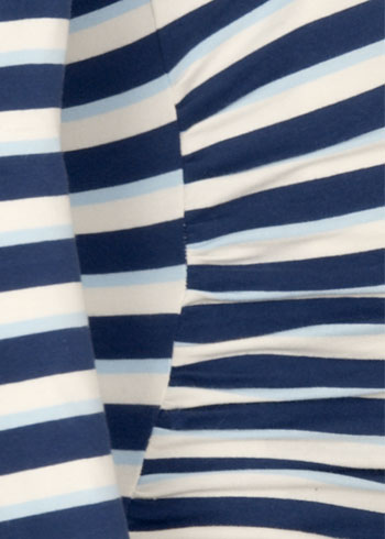 Ruched Blue Stripe Maternity & Nursing Top Long Sleeve