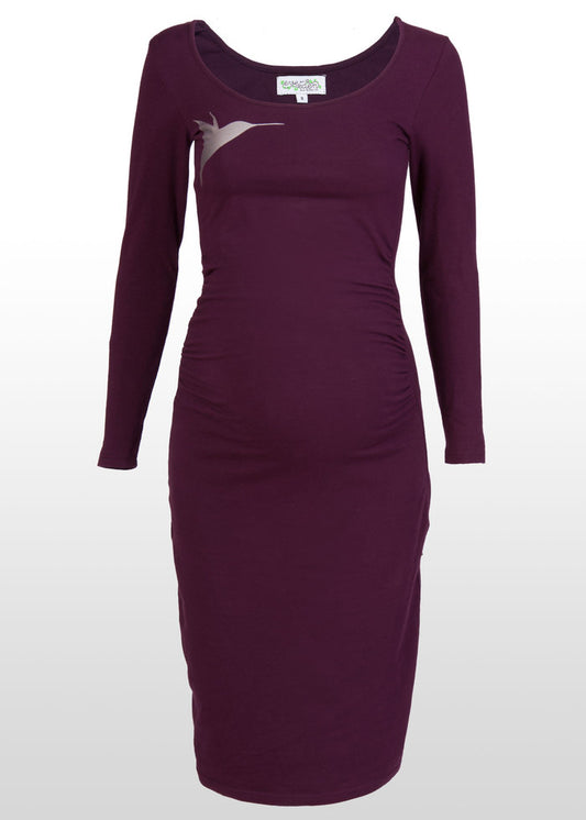 Purple Hummingbird Maternity Dress