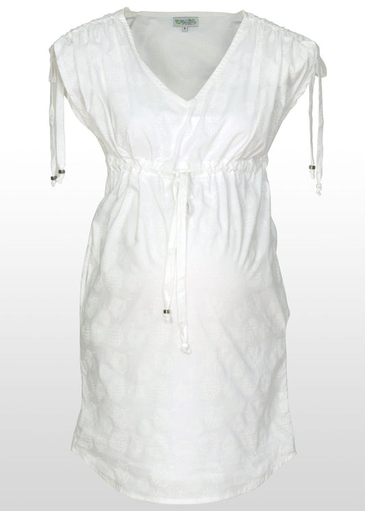 White Floral Print Maternity Dress
